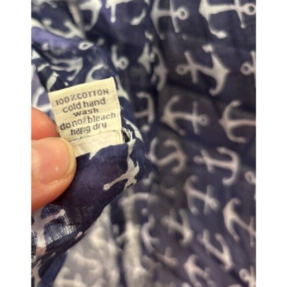 Lifestyle Taleen Anchor Print Scarf With Tassels Navy & White - Picture 4 of 9